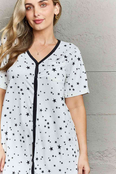 MOON NITE Quilted Quivers Button Down Sleepwear Dress-Trendsi-SatinBoutique