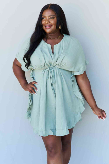 Ninexis Out Of Time Full Size Ruffle Hem Dress with Drawstring Waistband in Light Sage-Trendsi-Light Sage-1XL-SatinBoutique