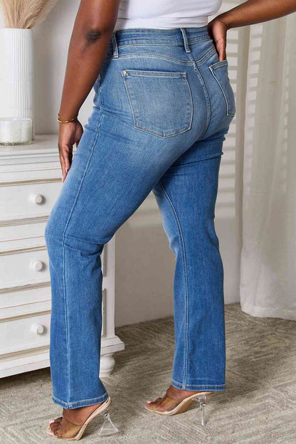 Judy Full Size Bootcut Jeans with Pockets in Medium Blue, Many sizes-Trendsi-SatinBoutique