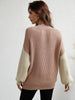 Two-Tone Rib-Knit Dropped Shoulder Sweater Trendsi