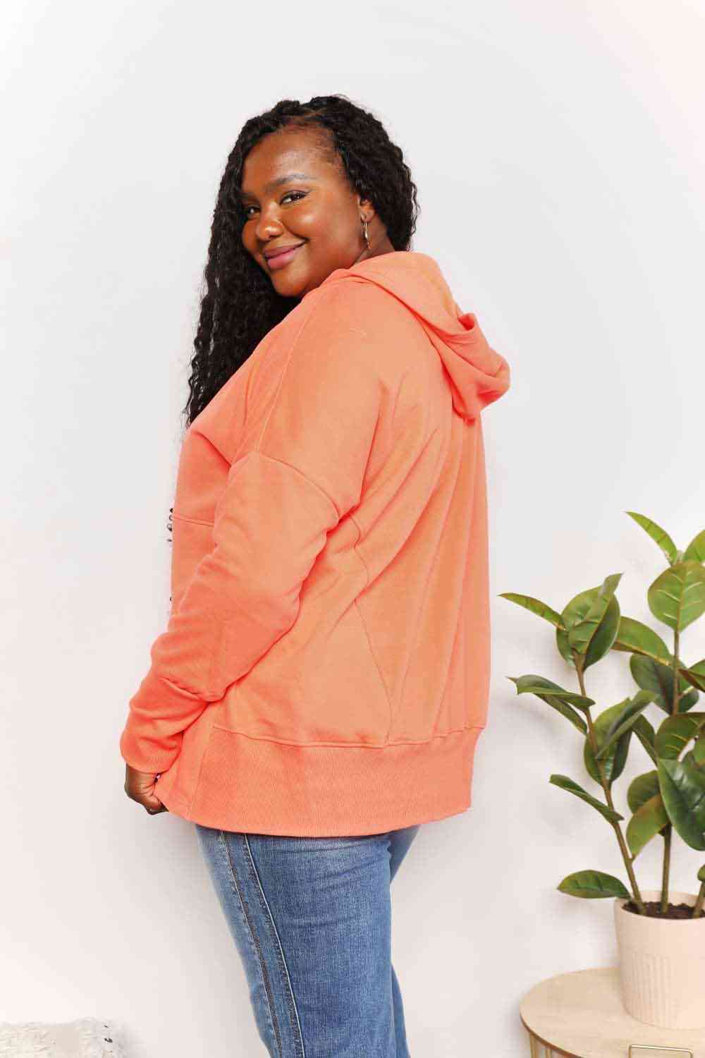 Double Take Quarter-Snap Dropped Shoulder Hoodie-Trendsi-SatinBoutique