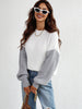 Two-Tone Rib-Knit Dropped Shoulder Sweater Trendsi