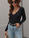 V-Neck Ribbed Knit Top Trendsi