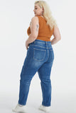 BAYEAS Полноразмерные потертые укороченные джинсы Mom с высокой талией