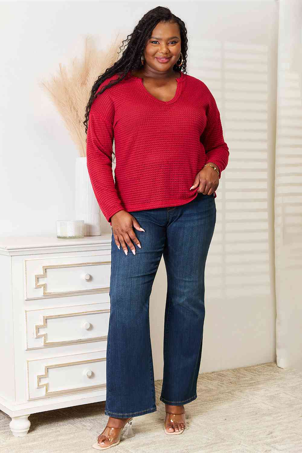 Culture Code Full Size Wide Notch Relax Top, Also in Plus sizes-Trendsi-SatinBoutique