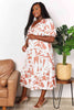 Double Take Printed Surplice Balloon Sleeve Dress-Trendsi-SatinBoutique