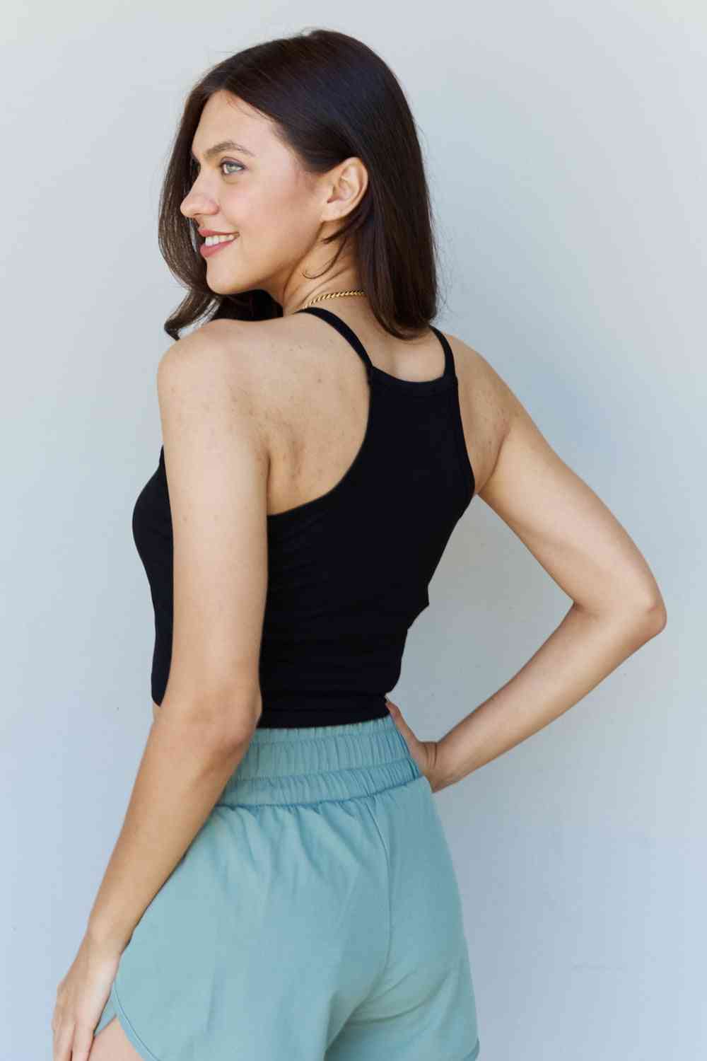 Ninexis Everyday Staple Soft Modal Short Strap Ribbed Tank Top in Black-Trendsi-SatinBoutique