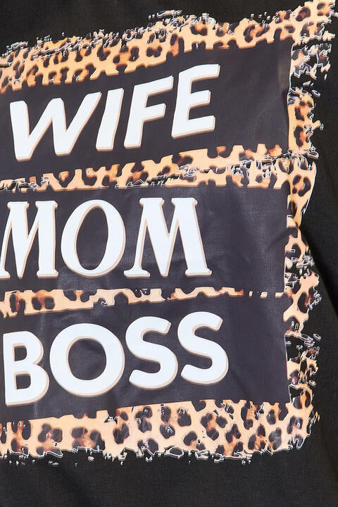 Simply Love WIFE MOM BOSS Leopard Graphic T-Shirt, Also Plus sizes-Trendsi-SatinBoutique