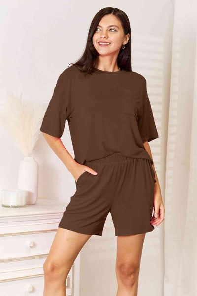 Basic Bae Full Size Soft Rayon Half Sleeve Top and Shorts Set-Trendsi-SatinBoutique