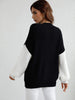 Two-Tone Rib-Knit Dropped Shoulder Sweater Trendsi