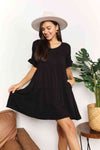 Double Take V-Neck Flounce Sleeve Tiered Dress-Trendsi-SatinBoutique