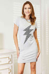 Double Take Leopard Lightning Graphic Tee Dress-Trendsi-Light Gray-S-SatinBoutique