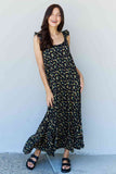 Doublju In The Garden Ruffle Floral Maxi Dress in Black Yellow Floral-Trendsi-SatinBoutique
