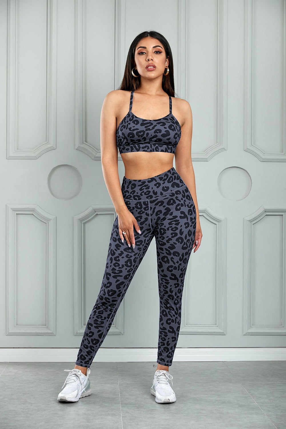 Leopard Sports Bra and Leggings Set Trendsi