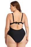 Plus Size Spliced Mesh Tie-Back One-Piece Swimsuit Trendsi