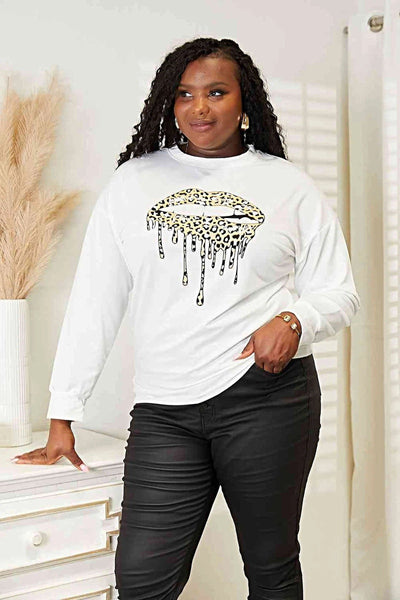 Trendy Graphic Sweatshirt Women with Dropped Shoulder & Round Neck - Casual Comfort Trendsi