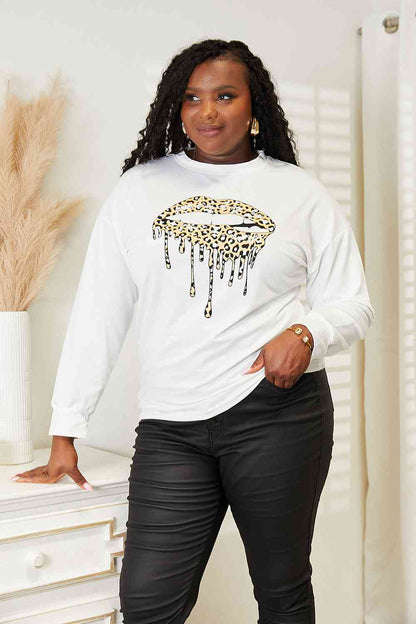 Simply Love Graphic Dropped Shoulder Round Neck Sweatshirt-Trendsi-White-XL-SatinBoutique