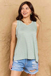 Doublju Full Size Striped Sleeveless V-Neck Top, Also Plus sizes-Trendsi-SatinBoutique