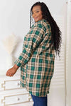 Double Take Plaid Collared Neck Long Sleeve Shirt-Trendsi-SatinBoutique