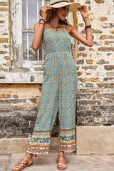 Bohemian Spaghetti Strap Low Back Jumpsuit Trendsi