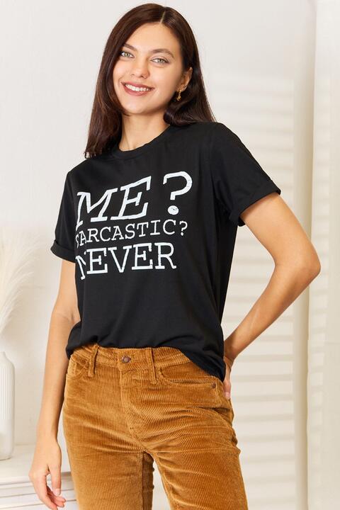 Simply Love Letter Graphic Round Neck T-Shirt-Trendsi-Black-S-SatinBoutique