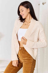 Double Take Open Front Long Sleeve Cardigan-Trendsi-SatinBoutique