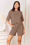 Basic Bae Full Size Soft Rayon Half Sleeve Top and Shorts Set-Trendsi-Taupe-S-SatinBoutique