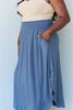 Doublju Comfort Princess Full Size High Waist Scoop Hem Maxi Skirt in Dusty Blue-Trendsi-SatinBoutique