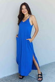Ninexis Good Energy Full Size Cami Side Slit Maxi Dress in Royal Blue, Also Plus sizes-Trendsi-SatinBoutique