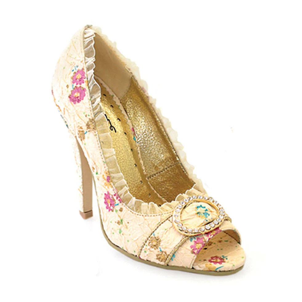 Ellie Shoes E-418-Tori 4.5" Decorative Fabric Women's Costume Peep-Toe with Rhinestones. Ellie Shoes